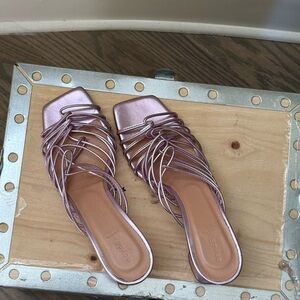Aeyde Metallic Lavender Strappy Sandals 37 | Made in Italy | Vibram Sole